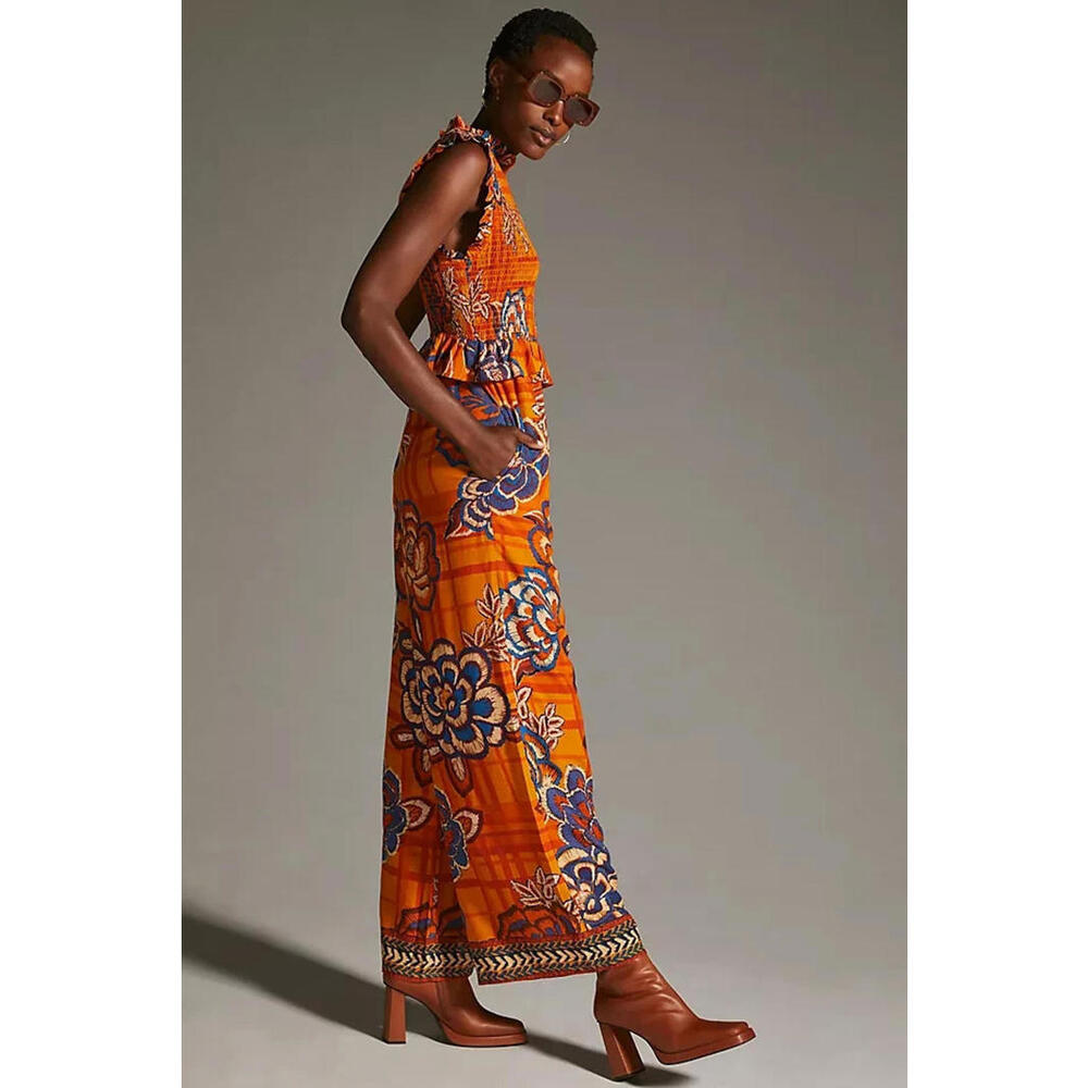 NWT $228 Farm Rio Smocked Wide Leg Jumpsuit XS - Picture 8 of 9
